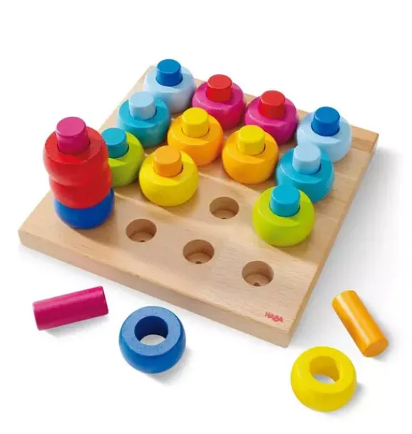 Janie and Jack Development Toys-Rainbow Whirls Wooden Sorting and Stacking Game multi-color