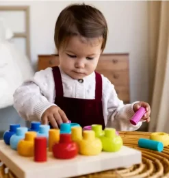 Janie and Jack Development Toys-Rainbow Whirls Wooden Sorting and Stacking Game multi-color