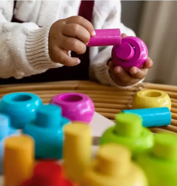 Janie and Jack Development Toys-Rainbow Whirls Wooden Sorting and Stacking Game multi-color