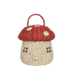 Janie and Jack Storage-Rattan Mushroom Basket - red
