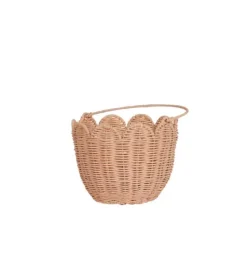 Janie and Jack Storage-Rattan Tulip Carry Basket - seashell pink