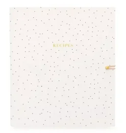 Janie and Jack Desk Accessories-Recipe Binder cream and black pindot