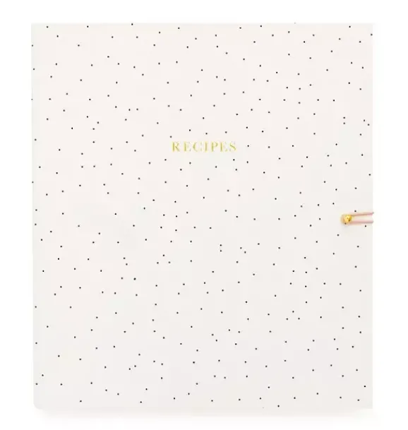 Janie and Jack Desk Accessories-Recipe Binder cream and black pindot
