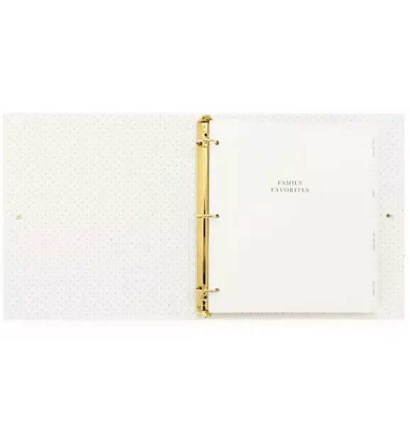 Janie and Jack Desk Accessories-Recipe Binder cream and black pindot