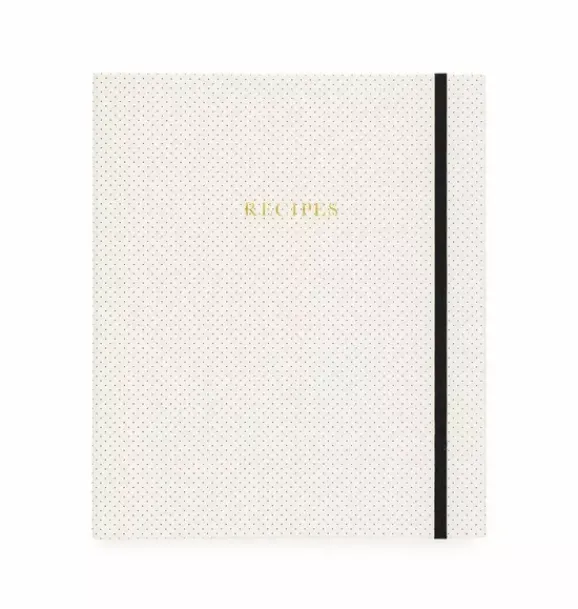 Janie and Jack Desk Accessories-Recipe Book cream and black pindot