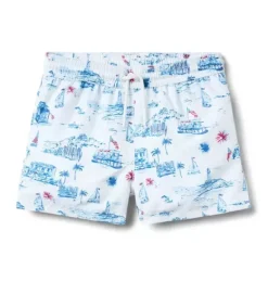 Janie and Jack Swim Trunks|Family Matching-Recycled Americana Toile Swim Trunk white americana toile
