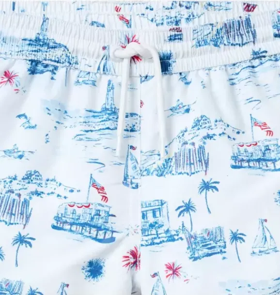Janie and Jack Swim Trunks|Family Matching-Recycled Americana Toile Swim Trunk white americana toile
