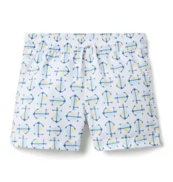 Janie and Jack Swim Trunks|Swim Outfits-Recycled Anchor Swim Trunk white anchor