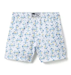Janie and Jack Swim Trunks|Swim Outfits-Recycled Anchor Swim Trunk white anchor
