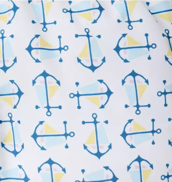 Janie and Jack Swim Trunks|Swim Outfits-Recycled Anchor Swim Trunk white anchor