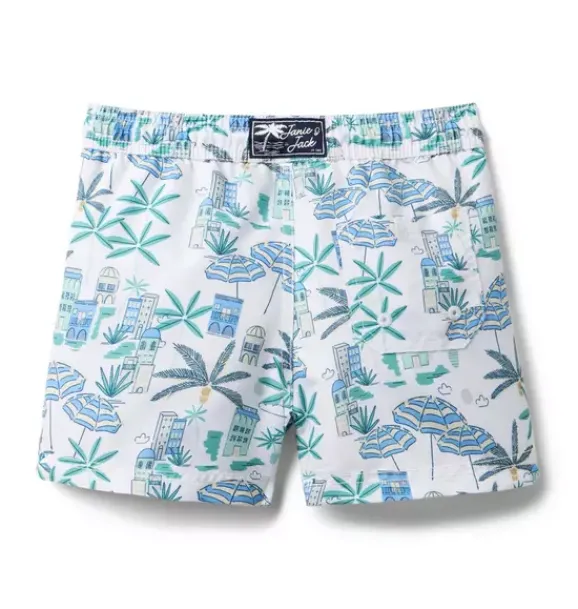 Janie and Jack Swim Trunks|Boy-Recycled Coastal Getaway Swim Trunk white coastal getaway