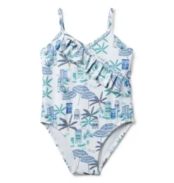 Janie and Jack One-pieces|Swim Outfits-Recycled Coastal Getaway Ruffle Swimsuit white coastal getaway