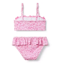 Janie and Jack Two-pieces|Swim Outfits-Recycled Ditsy Floral Rosette 2-Piece Swimsuit raspberry pink ditsy floral