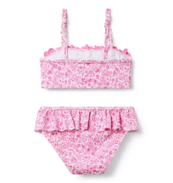 Janie and Jack Two-pieces|Swim Outfits-Recycled Ditsy Floral Rosette 2-Piece Swimsuit raspberry pink ditsy floral
