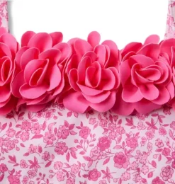 Janie and Jack Two-pieces|Swim Outfits-Recycled Ditsy Floral Rosette 2-Piece Swimsuit raspberry pink ditsy floral