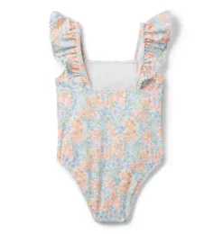 Janie and Jack One-pieces|Swim Outfits-Recycled Ditsy Floral Ruffle Swimsuit white ditsy floral