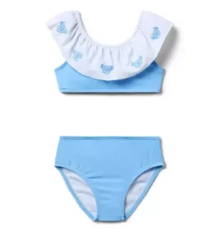 Janie and Jack Two-pieces|Girl-Recycled Embroidered Floral 2-Piece Swimsuit blue stream