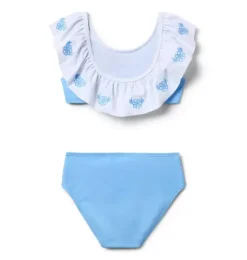 Janie and Jack Two-pieces|Girl-Recycled Embroidered Floral 2-Piece Swimsuit blue stream