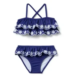Janie and Jack Two-pieces|Swim & Cover-ups-Recycled Eyelet Ruffle 2-Piece Swimsuit indigo ink