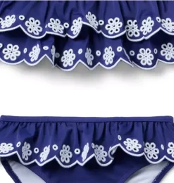 Janie and Jack Two-pieces|Swim & Cover-ups-Recycled Eyelet Ruffle 2-Piece Swimsuit indigo ink