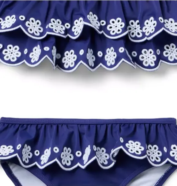 Janie and Jack Two-pieces|Swim & Cover-ups-Recycled Eyelet Ruffle 2-Piece Swimsuit indigo ink