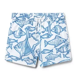 Janie and Jack Swim Trunks|Swim-Recycled Fish Swim Trunk white fish