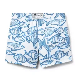 Janie and Jack Swim Trunks|Swim-Recycled Fish Swim Trunk white fish