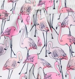 Janie and Jack Swim Trunks|Boy-Recycled Flamingo Swim Trunk jet ivory flamingo