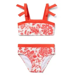Janie and Jack Two-pieces|Girl-Recycled Floral Bow 2-Piece Swimsuit vibrant poppy floral