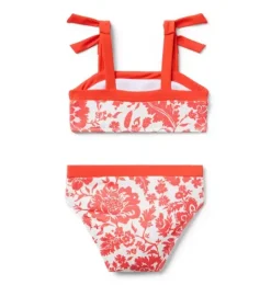 Janie and Jack Two-pieces|Girl-Recycled Floral Bow 2-Piece Swimsuit vibrant poppy floral
