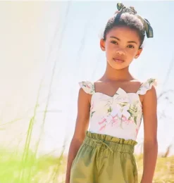 Janie and Jack One-pieces|Swim & Cover-ups-Recycled Floral Bow Swimsuit pale pistachio floral