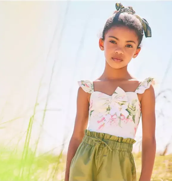 Janie and Jack One-pieces|Swim & Cover-ups-Recycled Floral Bow Swimsuit pale pistachio floral