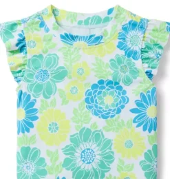 Janie and Jack Two-pieces|Rash Guards-Recycled Floral Rash Guard Swimsuit bright green floral