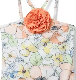 Janie and Jack One-pieces|Swim Outfits-Recycled Floral Rosette Swimsuit white floral