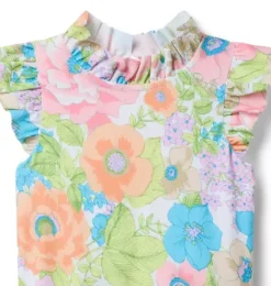 Janie and Jack Family Matching|One-pieces-Recycled Floral Ruffle Collar Swimsuit white floral