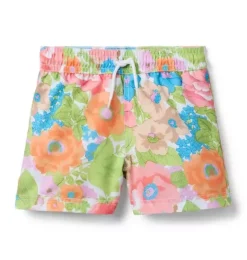 Janie and Jack Swim Trunks|Family Matching-Recycled Floral Swim Trunk white floral