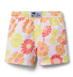 Janie and Jack Swim Trunks|Swim Outfits-Recycled Floral Swim Trunk jet ivory floral