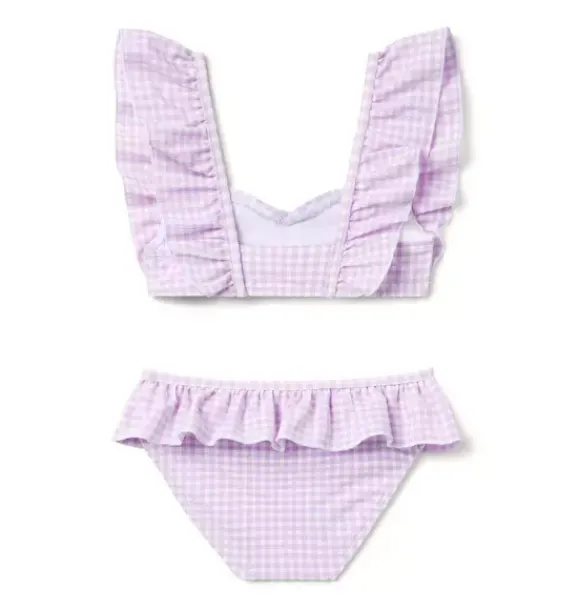 Janie and Jack Two-pieces|Girl-Recycled Gingham Ruffle 2-Piece Swimsuit alpine purple gingham
