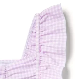 Janie and Jack Two-pieces|Girl-Recycled Gingham Ruffle 2-Piece Swimsuit alpine purple gingham