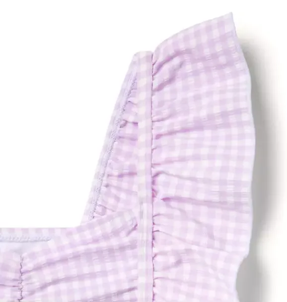 Janie and Jack Two-pieces|Girl-Recycled Gingham Ruffle 2-Piece Swimsuit alpine purple gingham