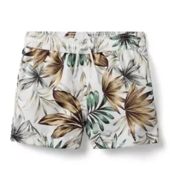 Janie and Jack Swim Trunks|Swim-Recycled Leaf Swim Trunk white leaf