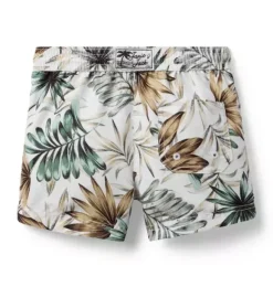 Janie and Jack Swim Trunks|Swim-Recycled Leaf Swim Trunk white leaf