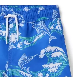 Janie and Jack Swim Trunks|Swim-Recycled Marlin Swim Trunk medium blue marlin