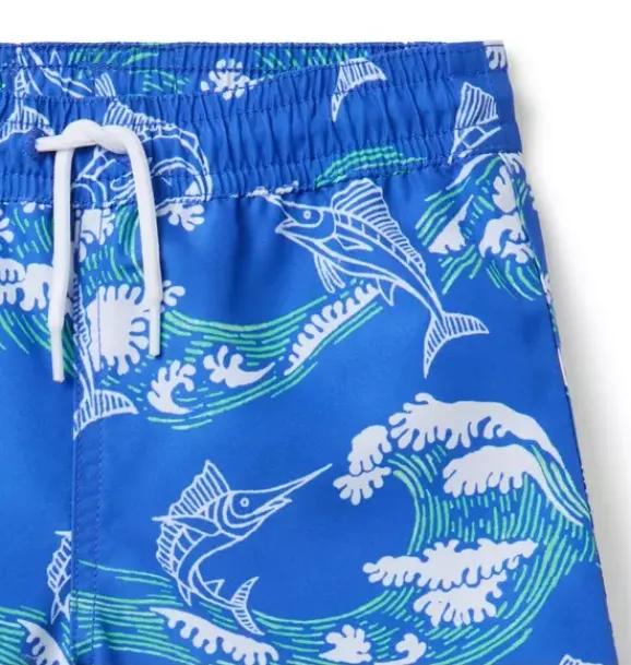 Janie and Jack Swim Trunks|Swim-Recycled Marlin Swim Trunk medium blue marlin