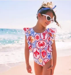 Janie and Jack One-pieces|Swim Outfits-Recycled Ocean Icon Ruffle Swimsuit white ocean icon