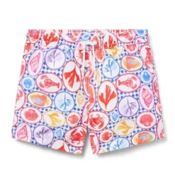 Janie and Jack Swim Trunks|Family Matching-Recycled Ocean Icon Swim Trunk white ocean icon