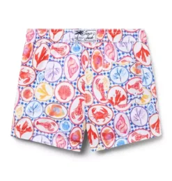 Janie and Jack Swim Trunks|Family Matching-Recycled Ocean Icon Swim Trunk white ocean icon