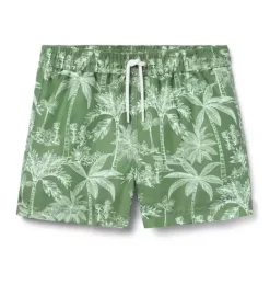 Janie and Jack Swim Trunks|Swim-Recycled Palm Swim Trunk coastline green palm