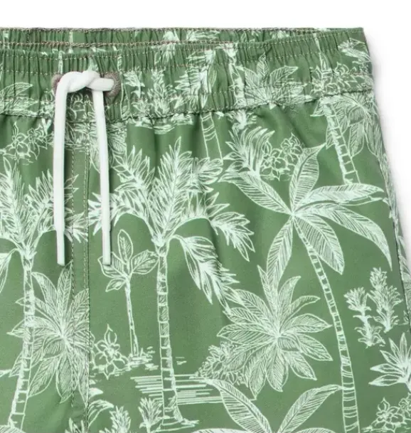 Janie and Jack Swim Trunks|Swim-Recycled Palm Swim Trunk coastline green palm