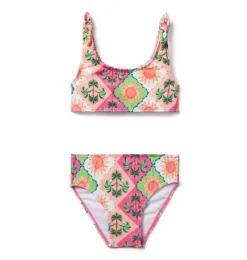 Janie and Jack Two-pieces|Family Matching-Recycled Palm Tile 2-Piece Swimsuit sweet pink palm tile